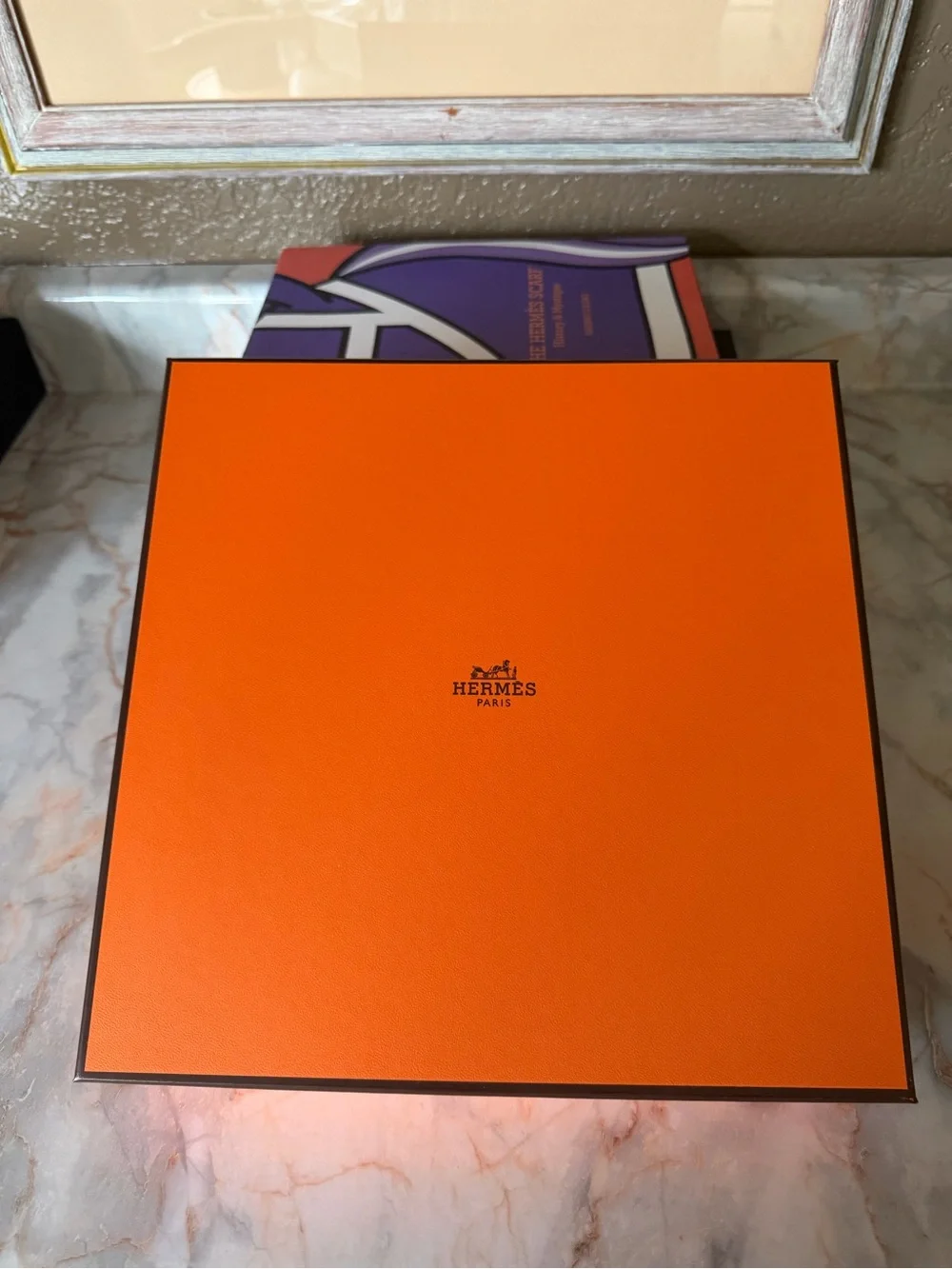 Hermes Cream and Orange Reversible Stripe Hand Towel with Embroidered H